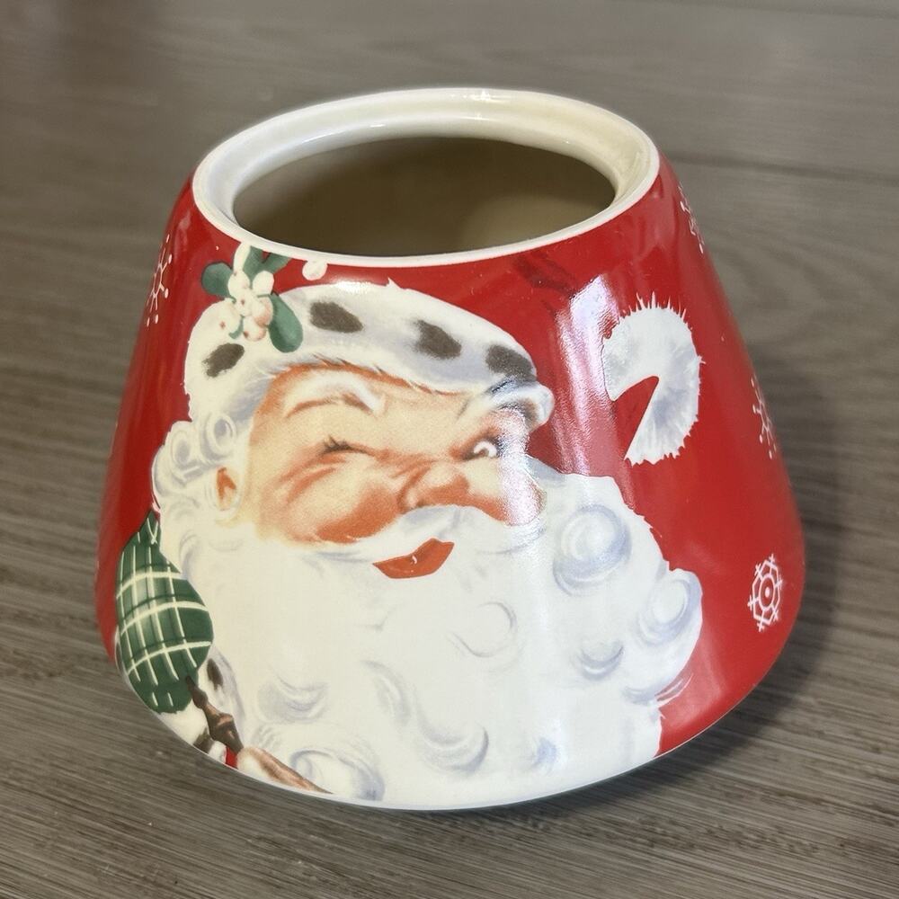 Vintage Ceramic Santa Candle Jar Shade/Topper Christmas Decor